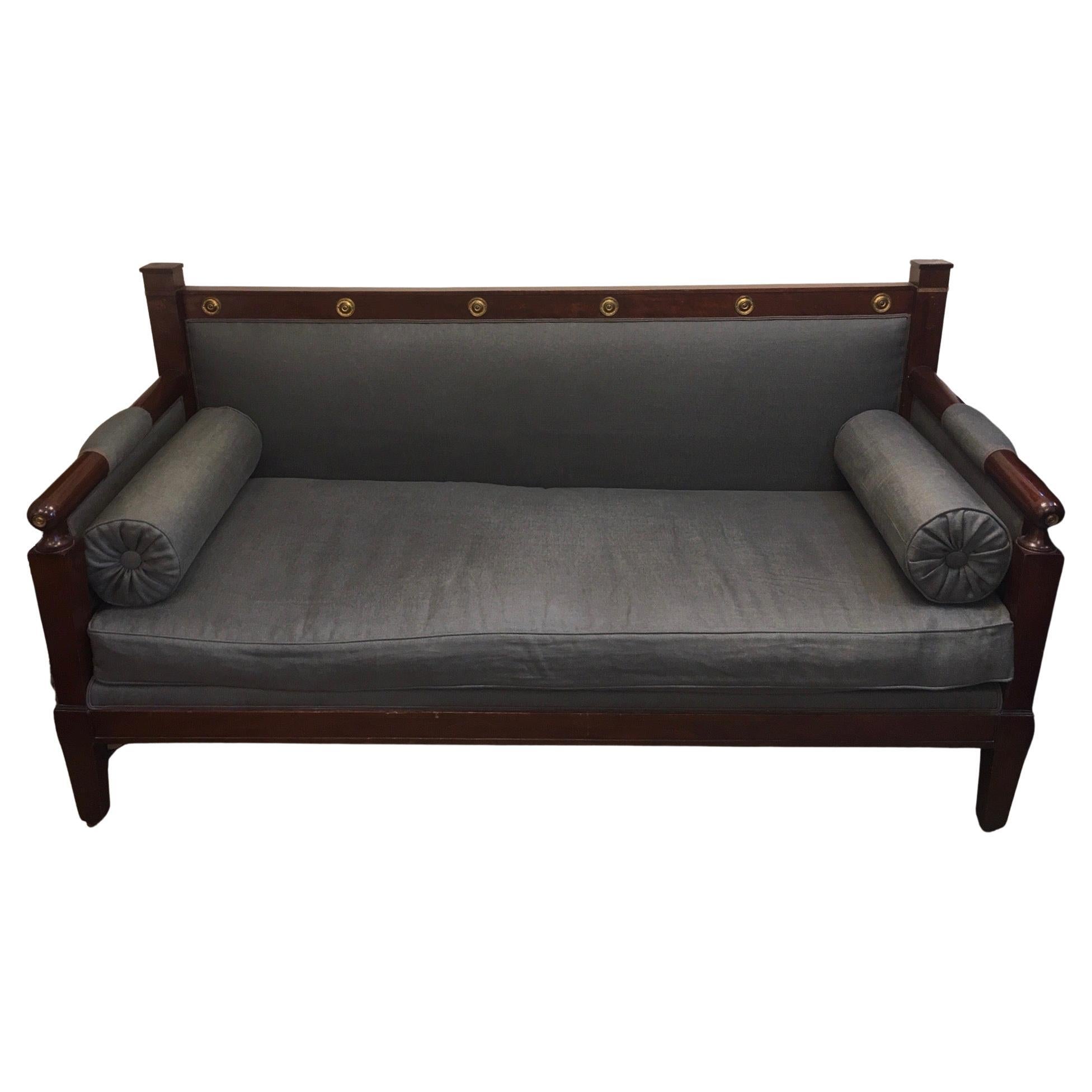 Empire Style Sofa, XX th, Mahogany, Gray