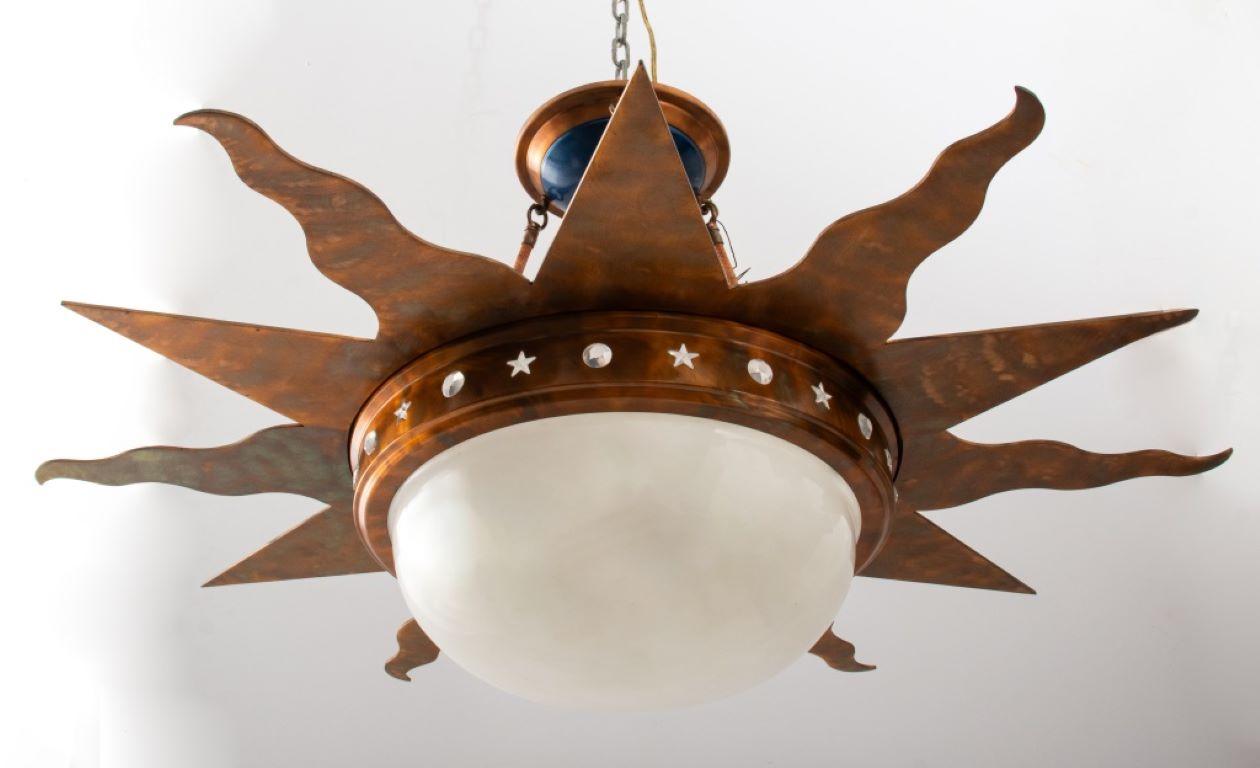 Empire Style Starburst Brass & Glass Ceiling Light 6