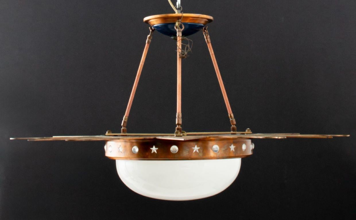 Unknown Empire Style Starburst Brass & Glass Ceiling Light