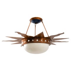 Empire Style Starburst Brass & Glass Ceiling Light