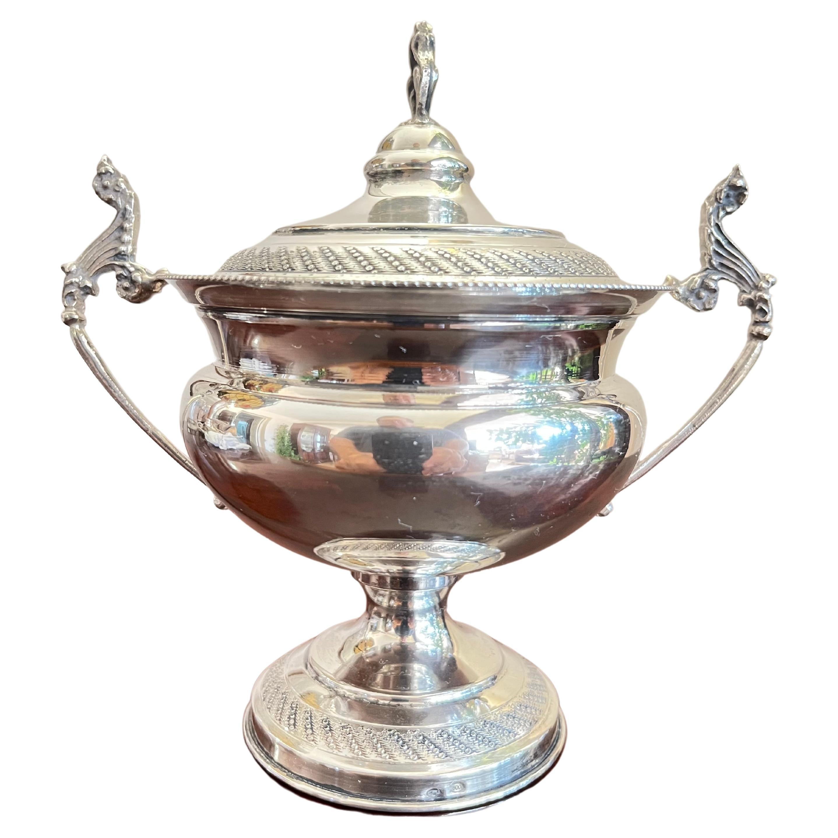 Empire Style Sugar Bowl in 800 Silver, Italy, 1950s