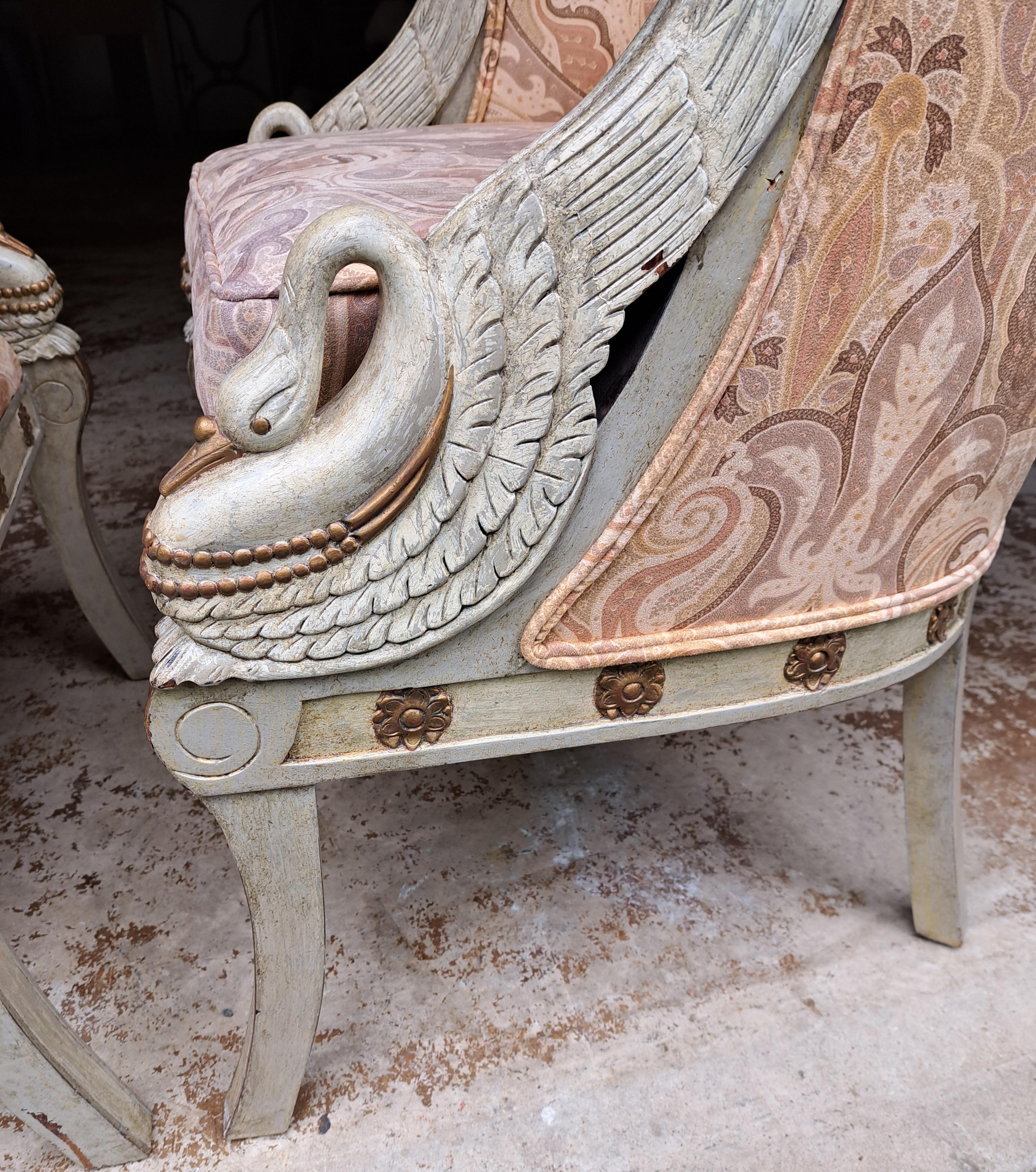 Sedie a cigno in stile impero attribuite a Maitland Smith In condizioni buone in vendita a Newtown, CT