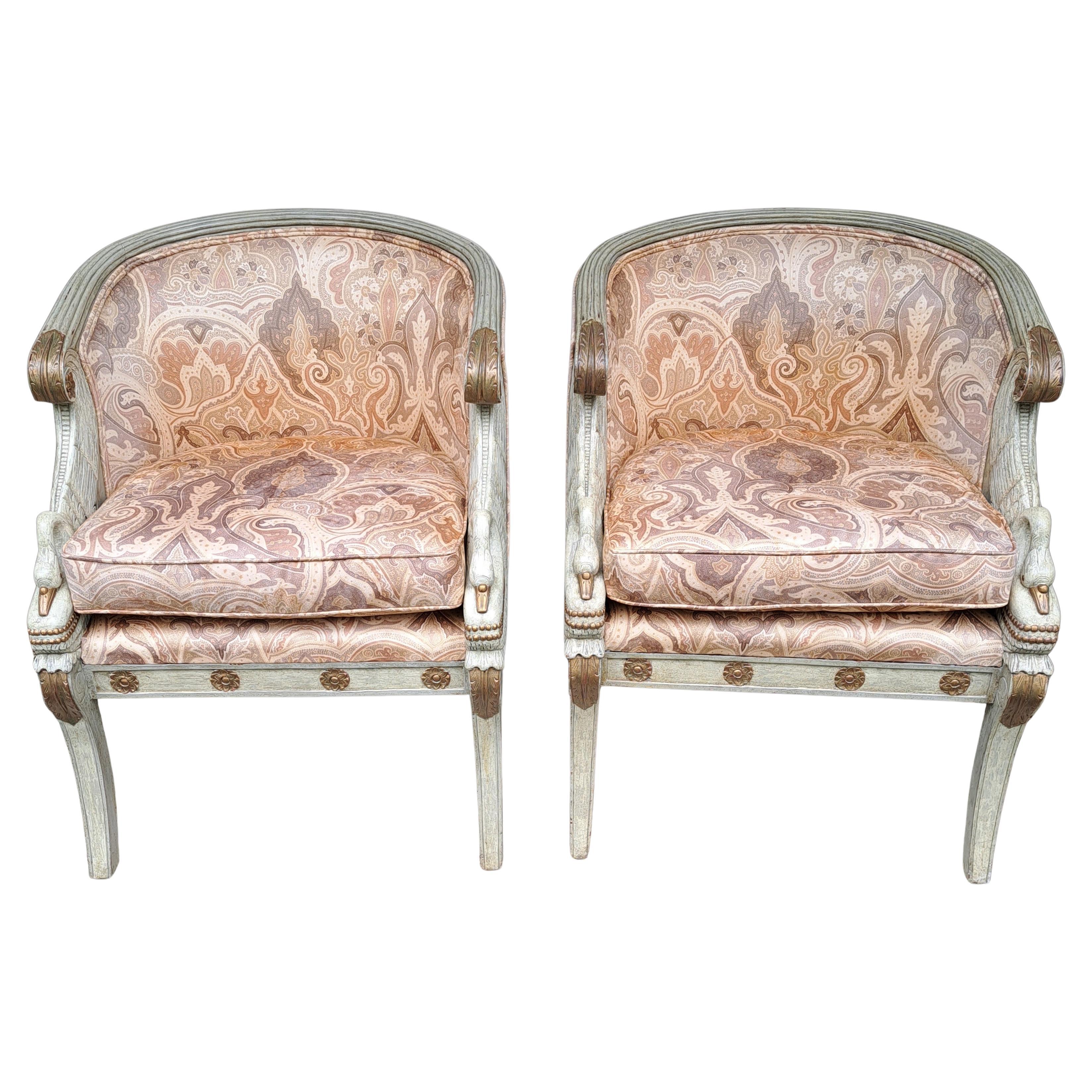 Empire Style Swan Chairs attributed to Maitland Smith