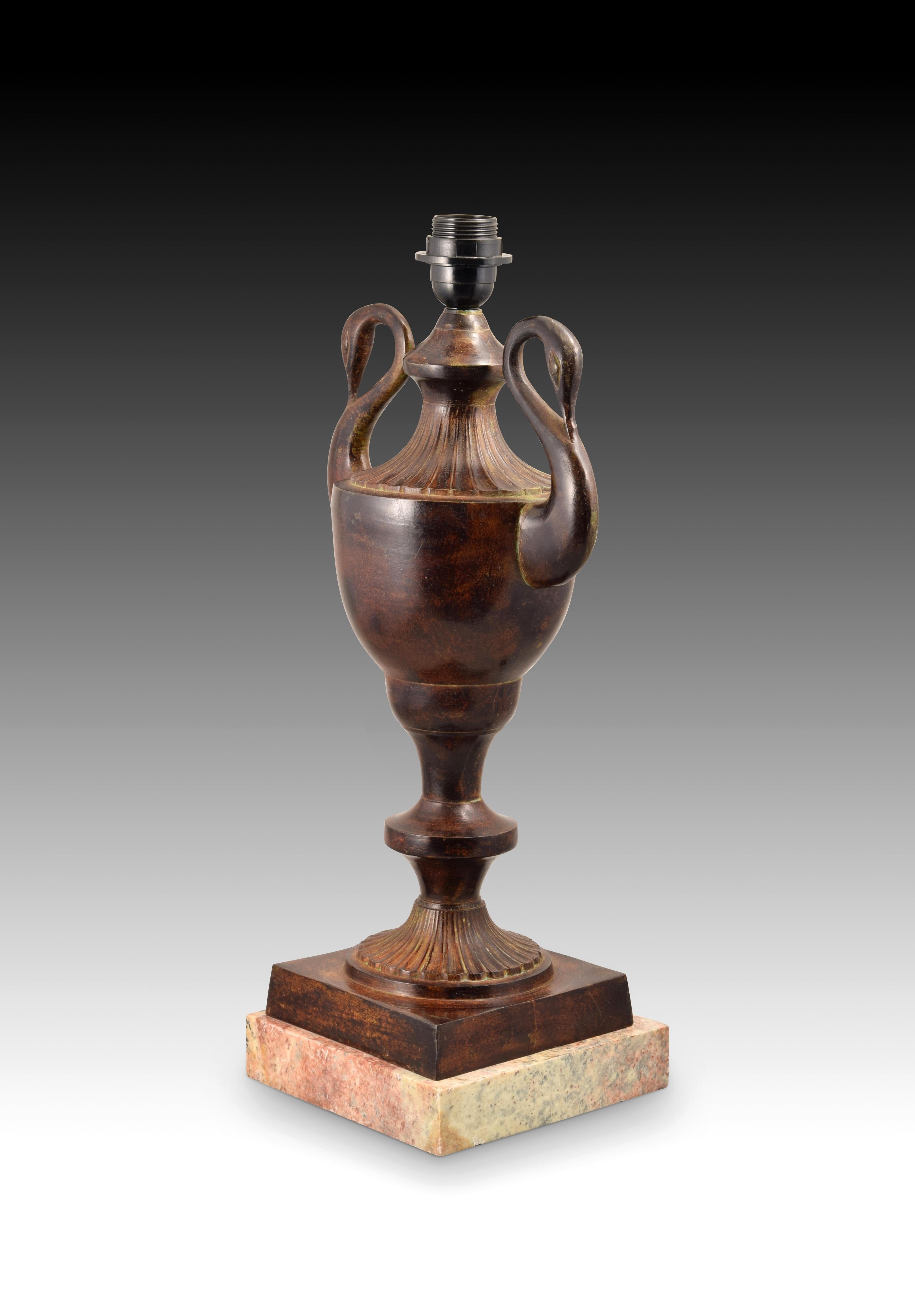 Empire Style Table Lamp (No Shade). Bronze, Marble For Sale 2