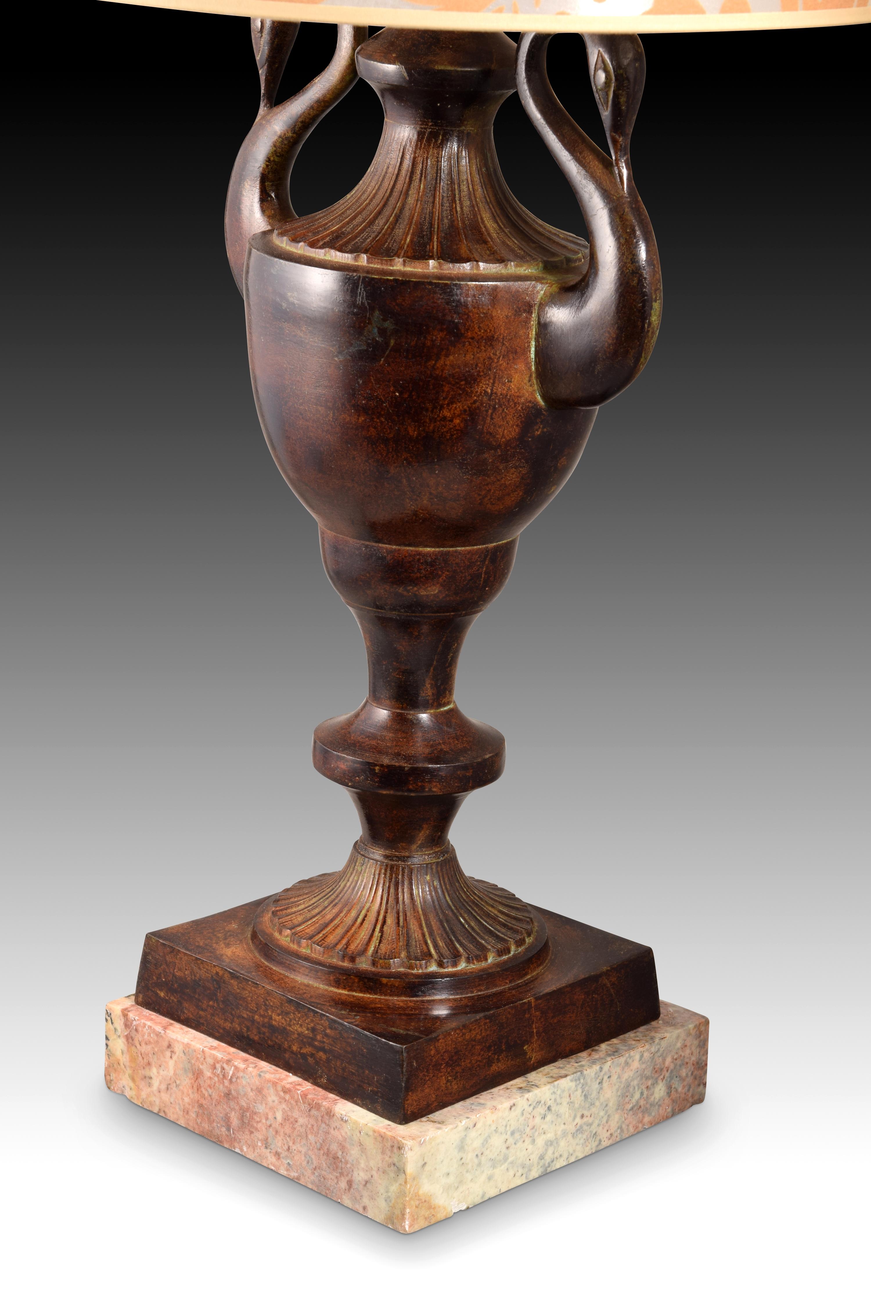 Empire Style Table Lamp (No Shade). Bronze, Marble For Sale 3