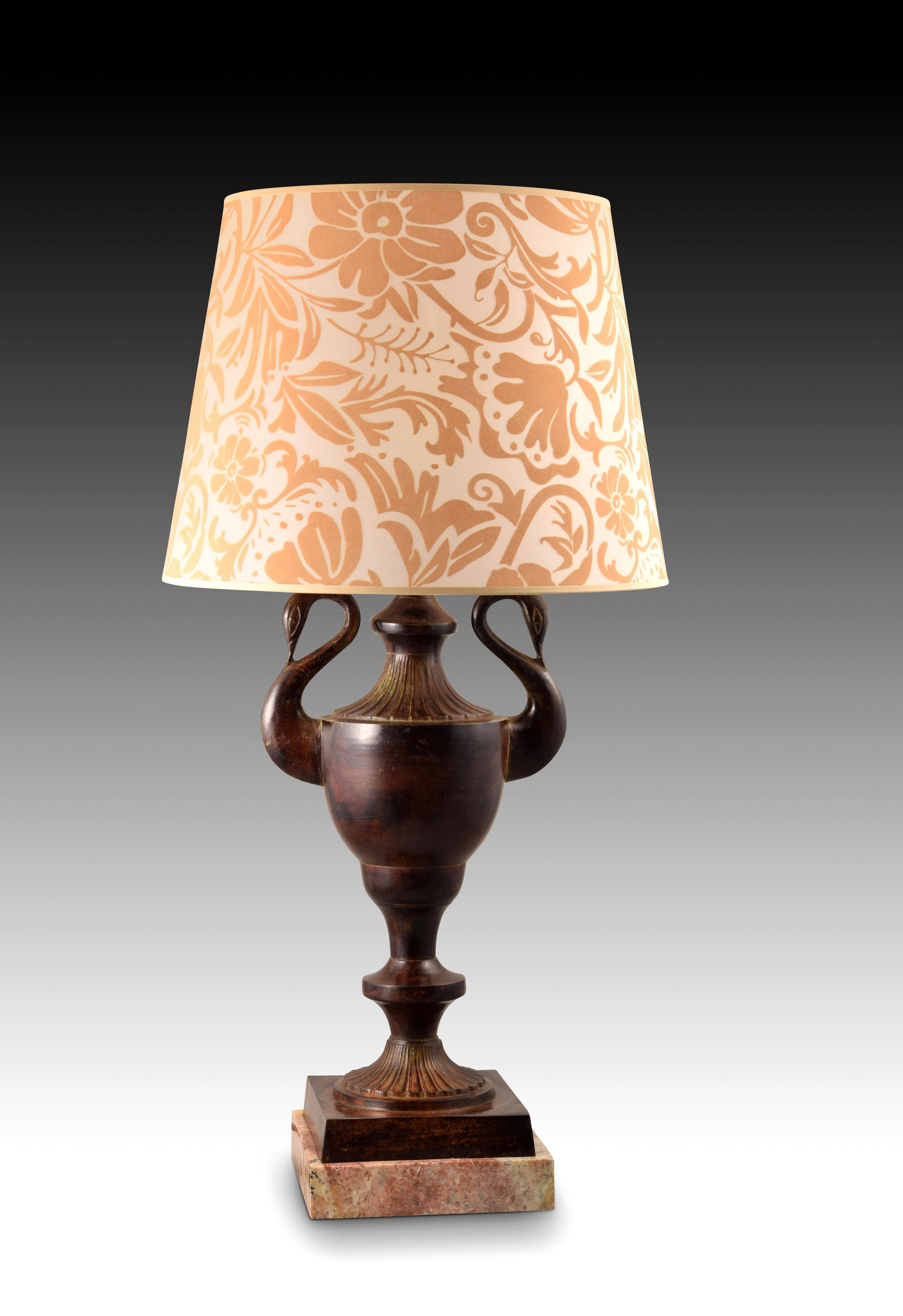 Empire Style Table Lamp (No Shade). Bronze, Marble For Sale 1
