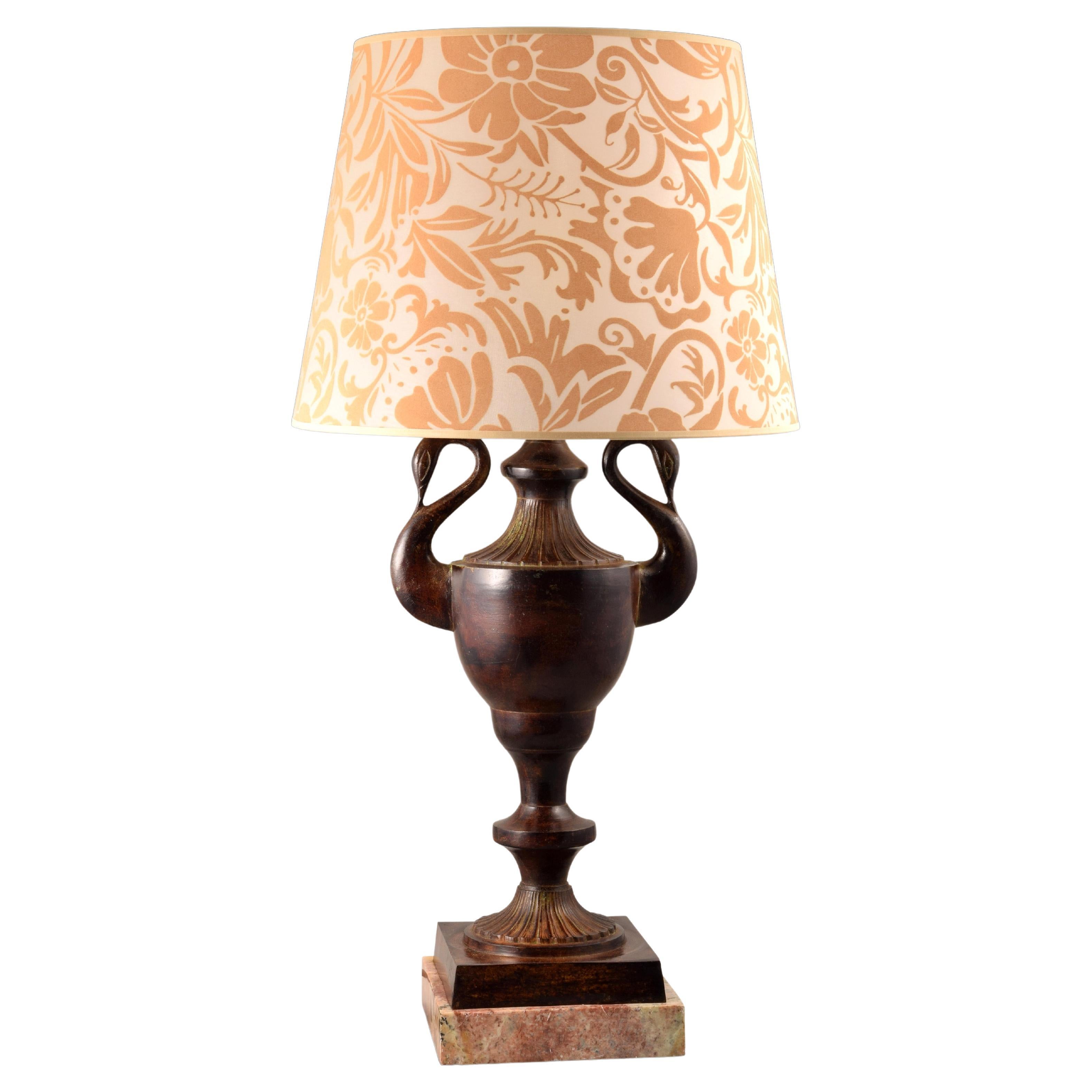 Empire Style Table Lamp (No Shade). Bronze, Marble For Sale