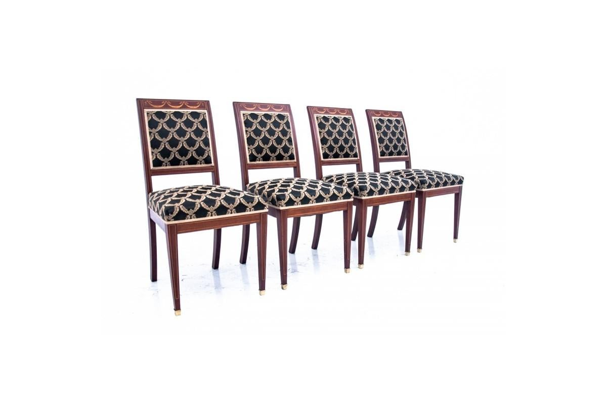 Danish Empire Style Table with Chairs, Northern Europe, Mid-19th Century