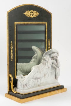 Empire Style Toilet Mirror in Cookie, Marble and Gilt Brass, 19th Century.