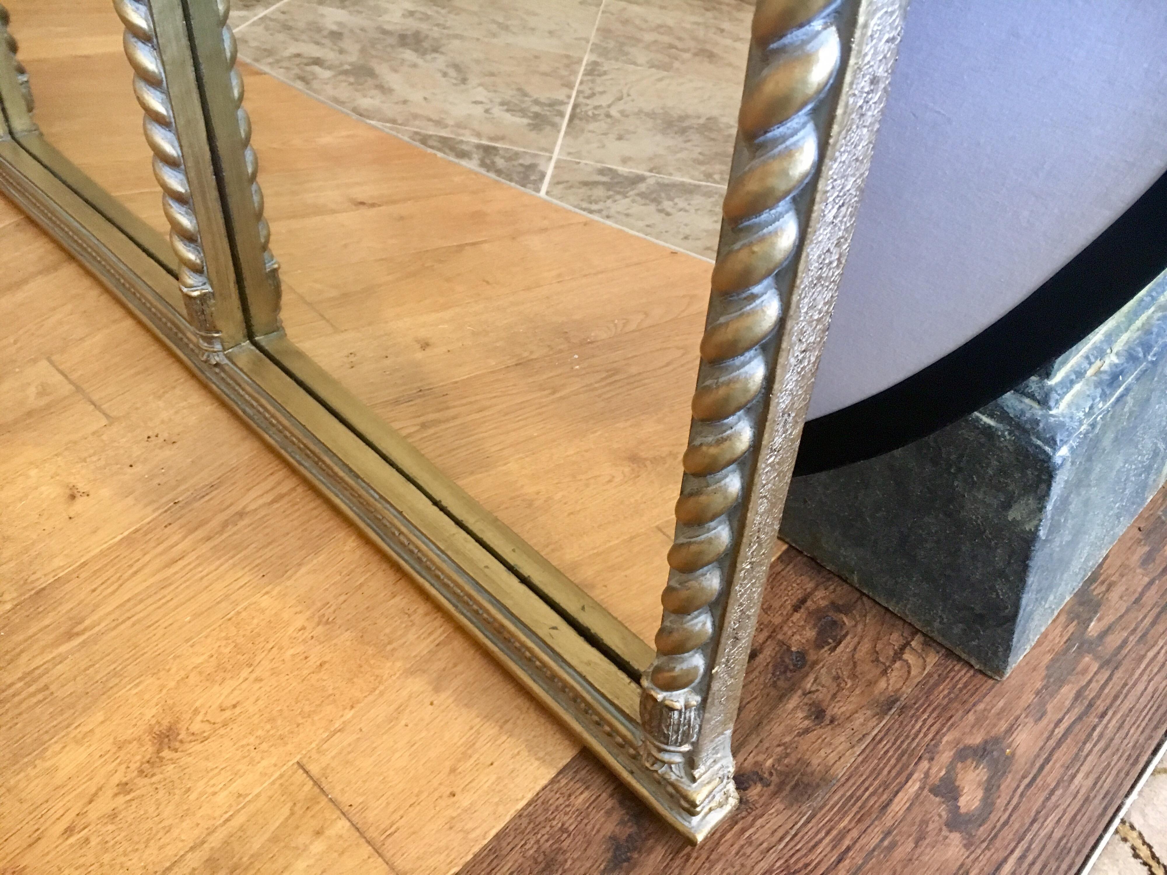 Mid-20th Century Large Empire Style Triptych Three Part Gilt Mantel Mirror