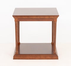 Empire Style Vintage Two-Tier Columnar Walnut Side Table