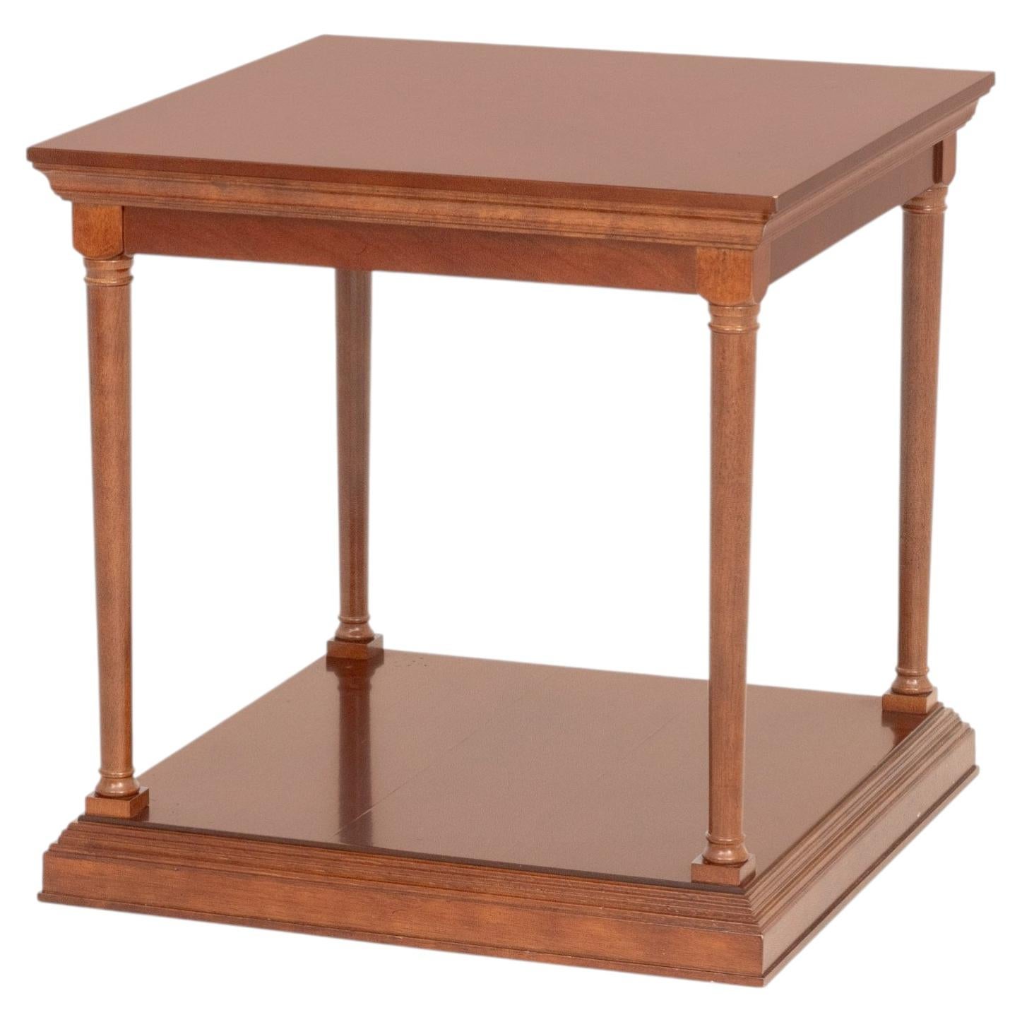 Empire Style Vintage Two-Tier Columnar Walnut Side Table For Sale