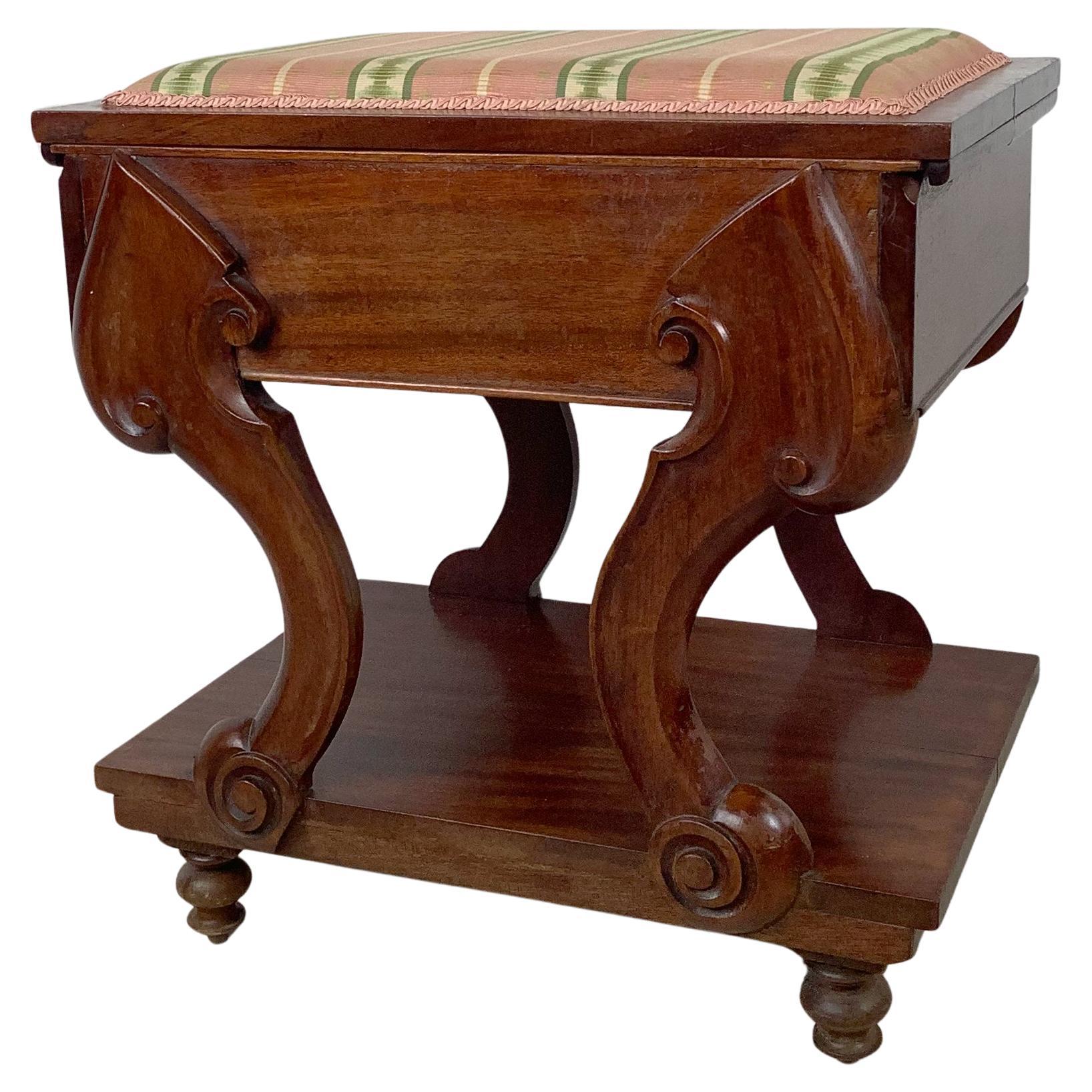 Empire-Style Upholstered Ottoman / Footstool For Sale