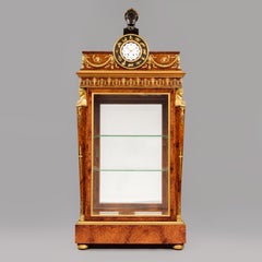 Empire Style Vitrine Cabinet with Integral Clock by Eugene Brunet