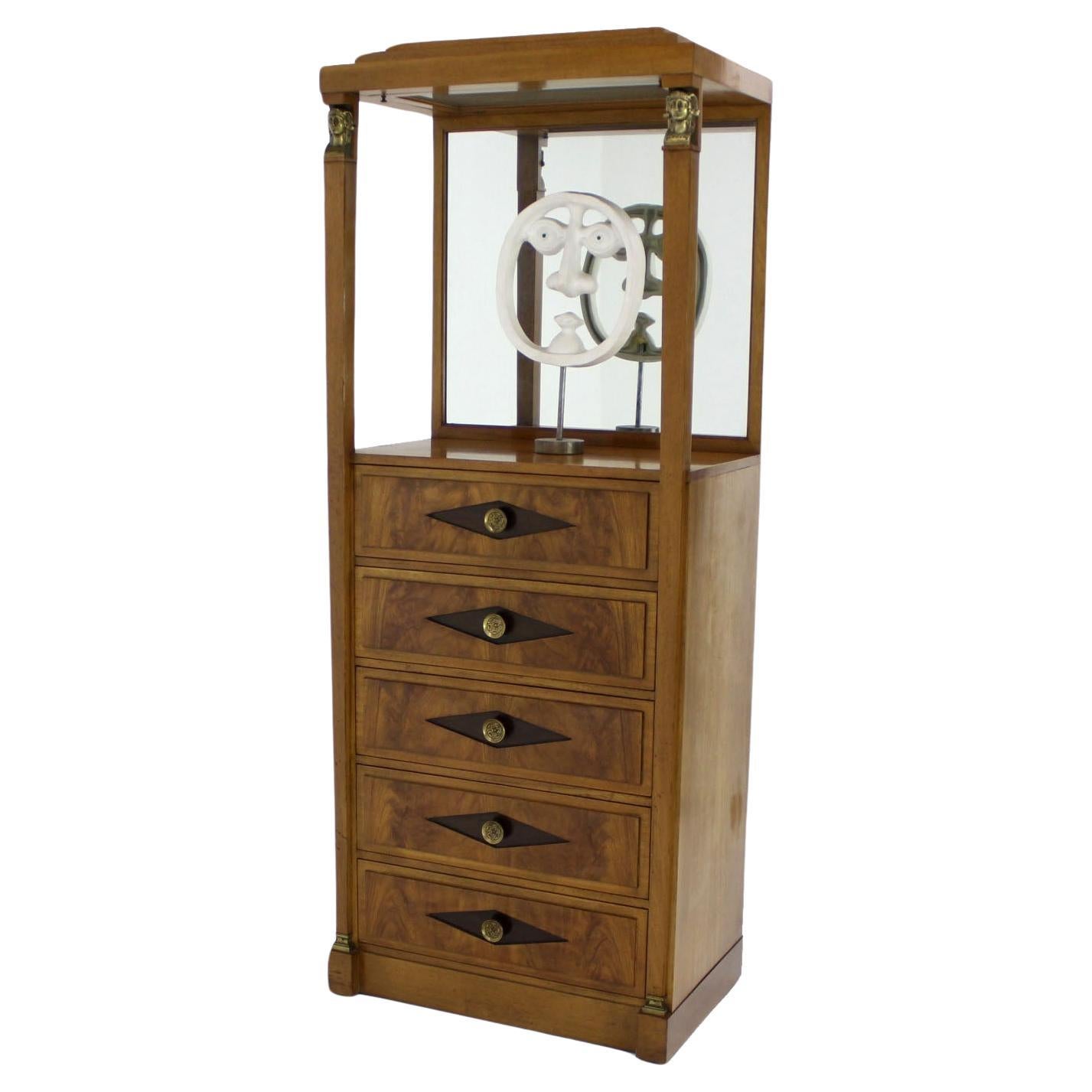 Empire Style Vitrine Light Up Display Cabinet Pedestal Chest of Drawers NINT! For Sale