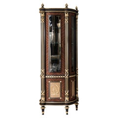 Empire-Style Vitrine with Inlays and Gold Leaf Decorations by Modenese Gastone