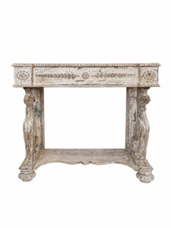 Empire Style Wall Console Table with Sculptural Dogs