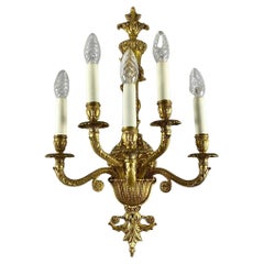 Empire Style Wall Sconce in Bronze with Five Light Points, Vintage Lighting