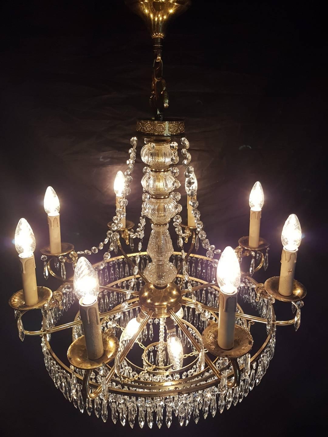 Empire Style Waterfall Chandelier with Crystals For Sale 4
