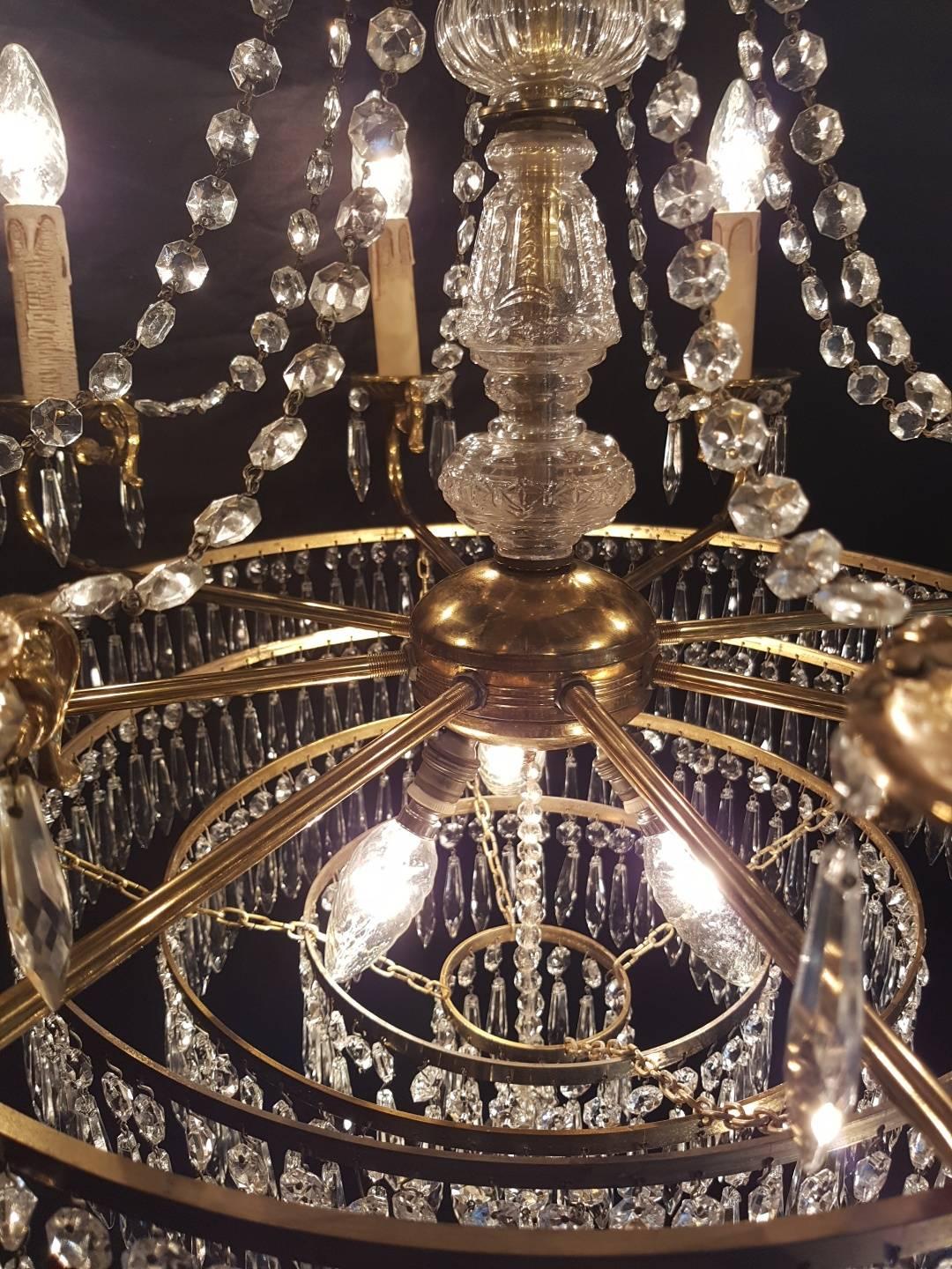 Empire Style Waterfall Chandelier with Crystals For Sale 6