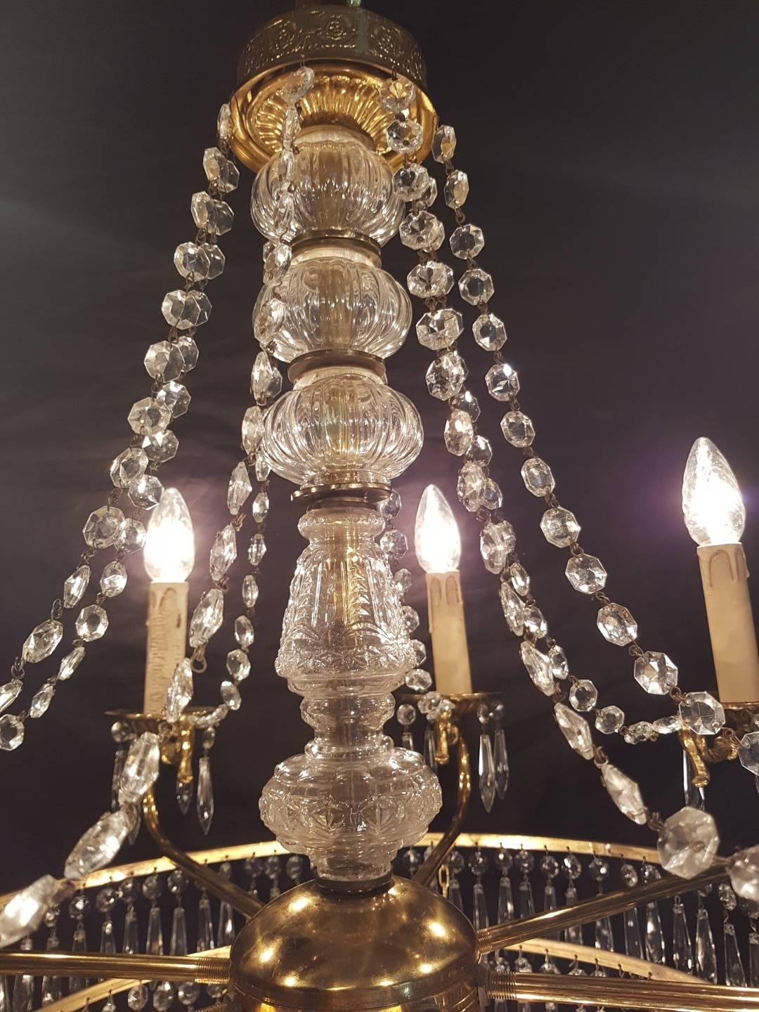 Empire Style Waterfall Chandelier with Crystals For Sale 1