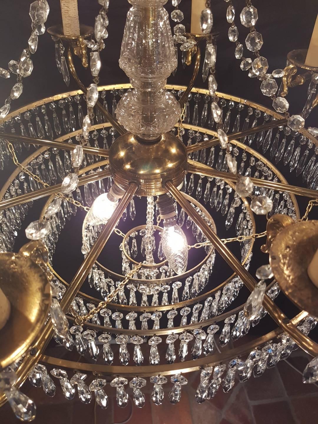 Empire Style Waterfall Chandelier with Crystals For Sale 2