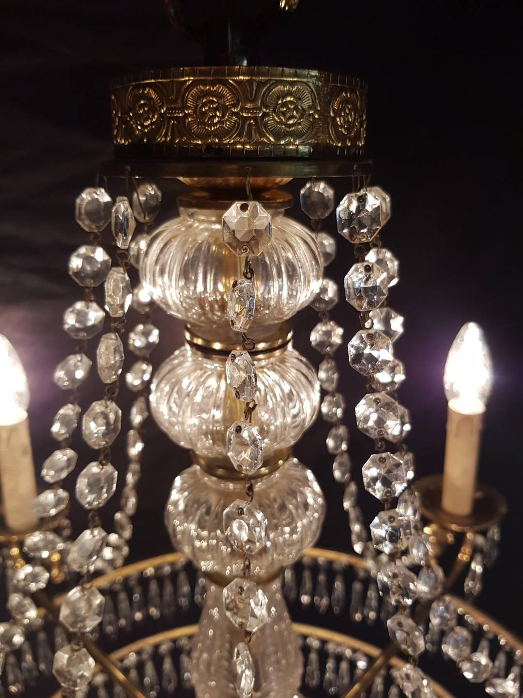Empire Style Waterfall Chandelier with Crystals For Sale 3