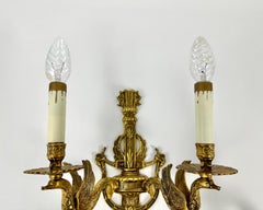Empire Swan Bronze Sconces 1930 Lighting France