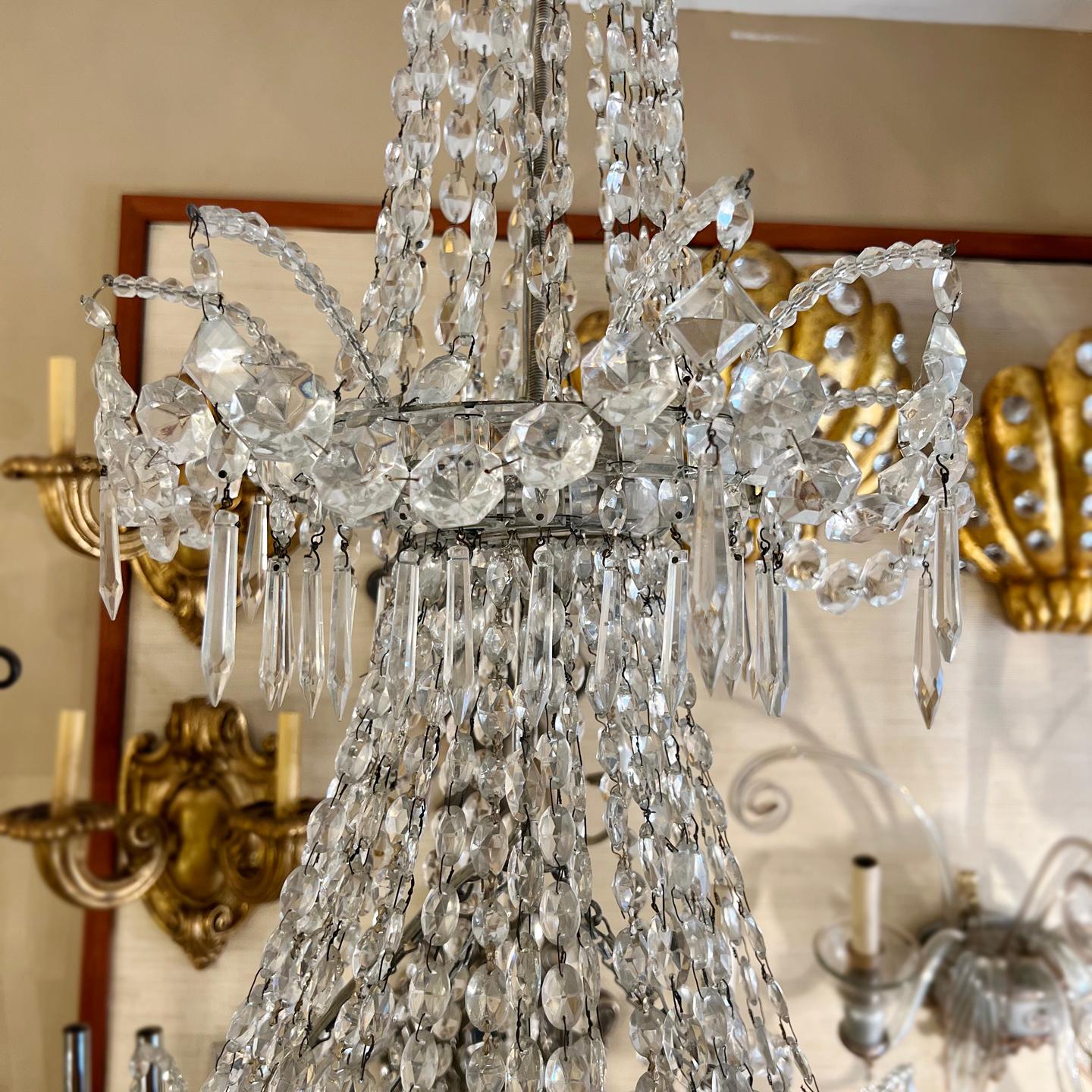 Empire Swedish Crystal Chandelier In Good Condition For Sale In New York, NY