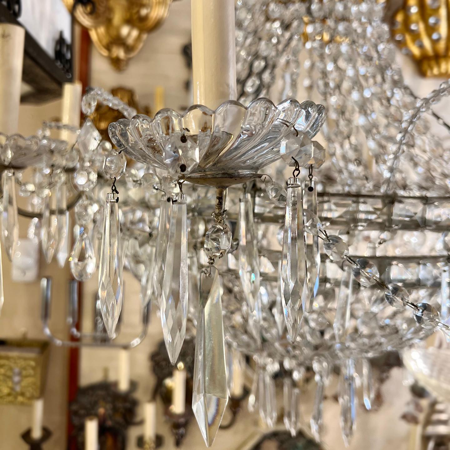 19th Century Empire Swedish Crystal Chandelier For Sale