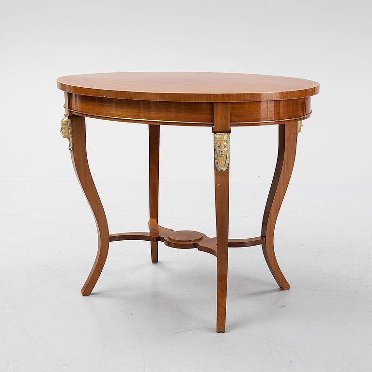 Tissu Groupe de salon suédois Empire avec cariatides dorées et décorations de couronnes de laurier en vente