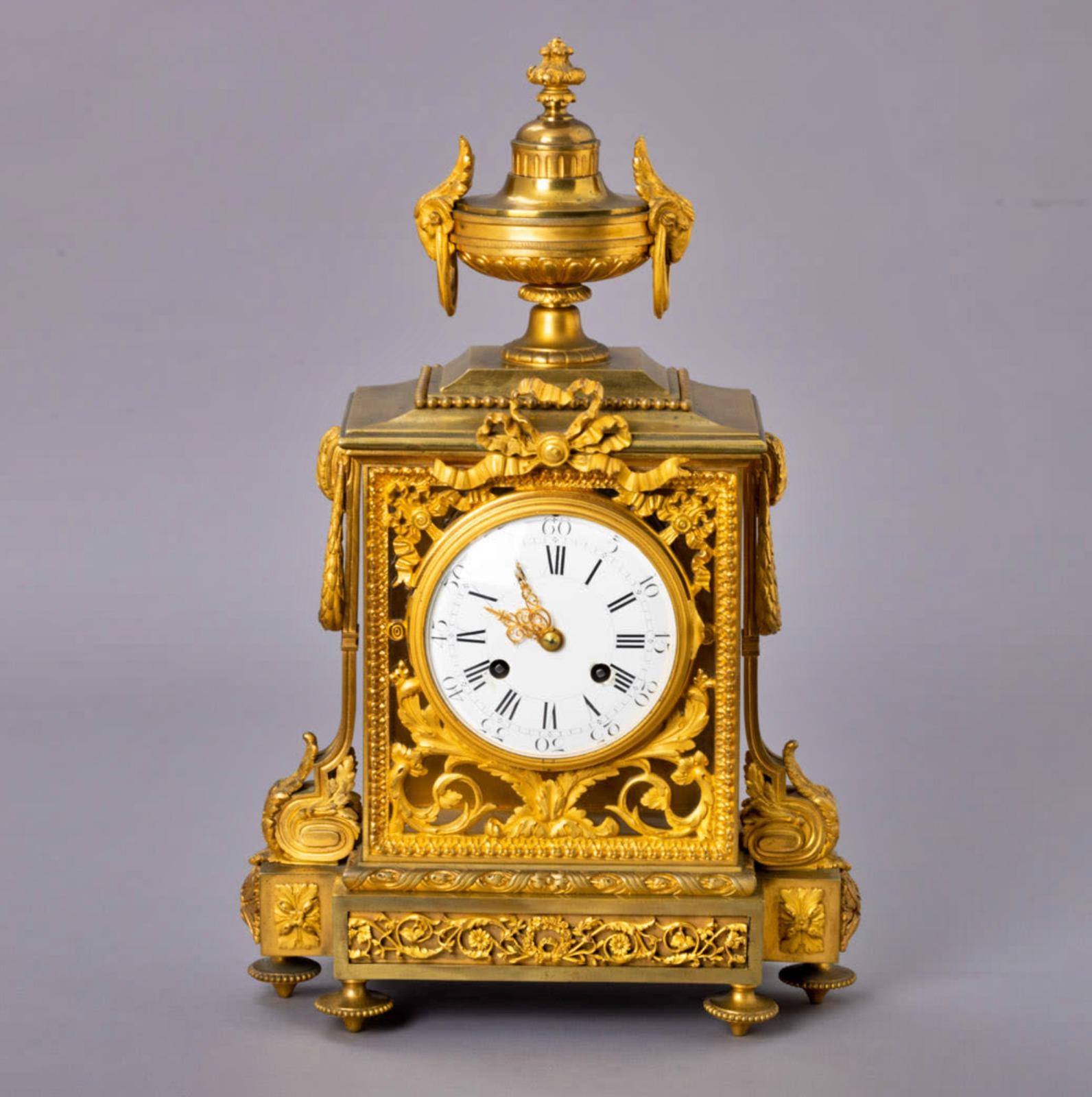 Hand-Crafted Empire Table Clock Napoleon III, 19th Century For Sale