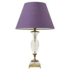 Antique Empire Table Lamp Cut Crystal Diamond Pattern Gilded Bronze