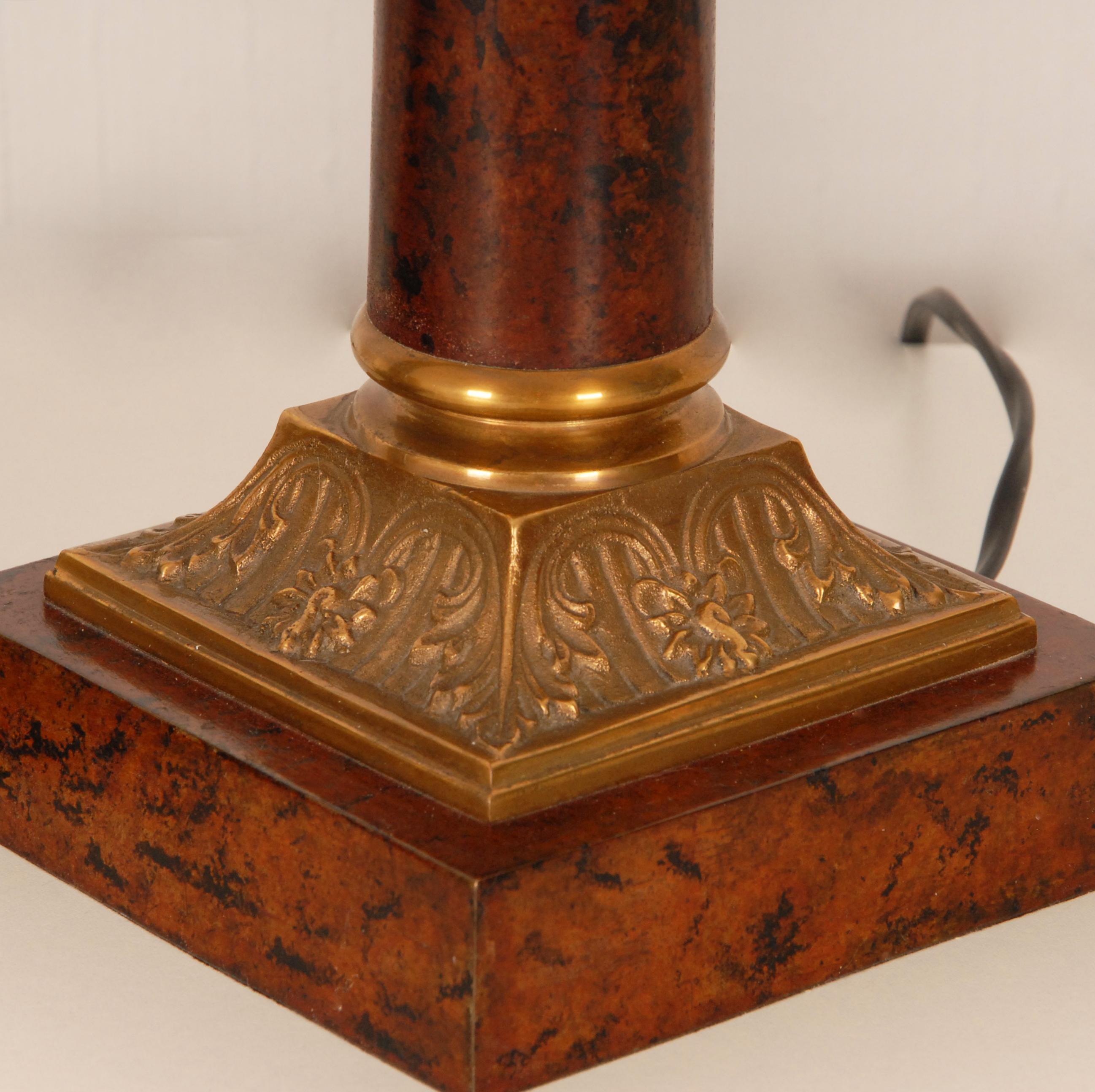 Empire Table Lamps Gilt Bronze Corinthian Column E.F. Caldwell Vintage - a Pair 5