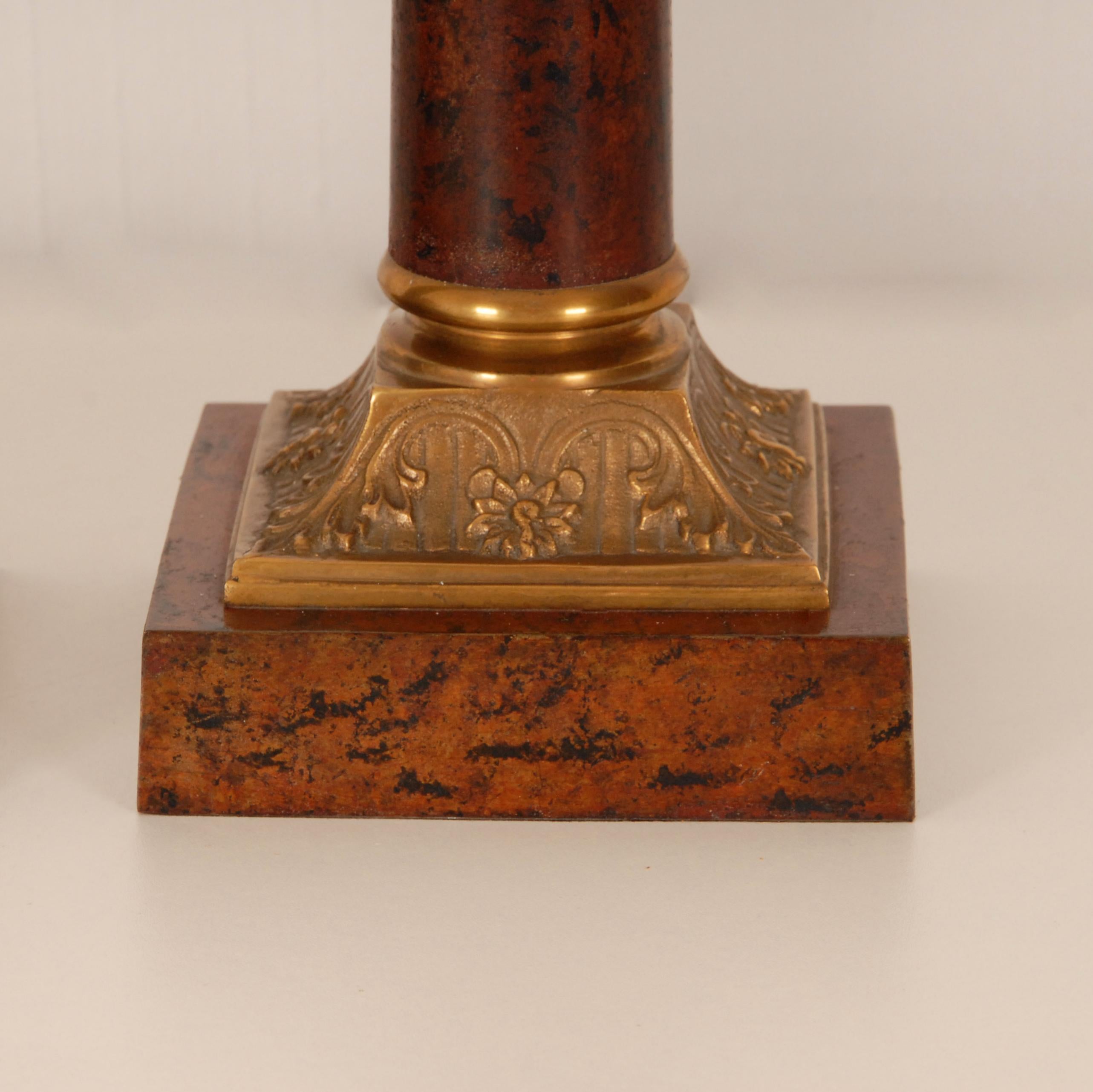 Empire Table Lamps Gilt Bronze Corinthian Column E.F. Caldwell Vintage - a Pair 2