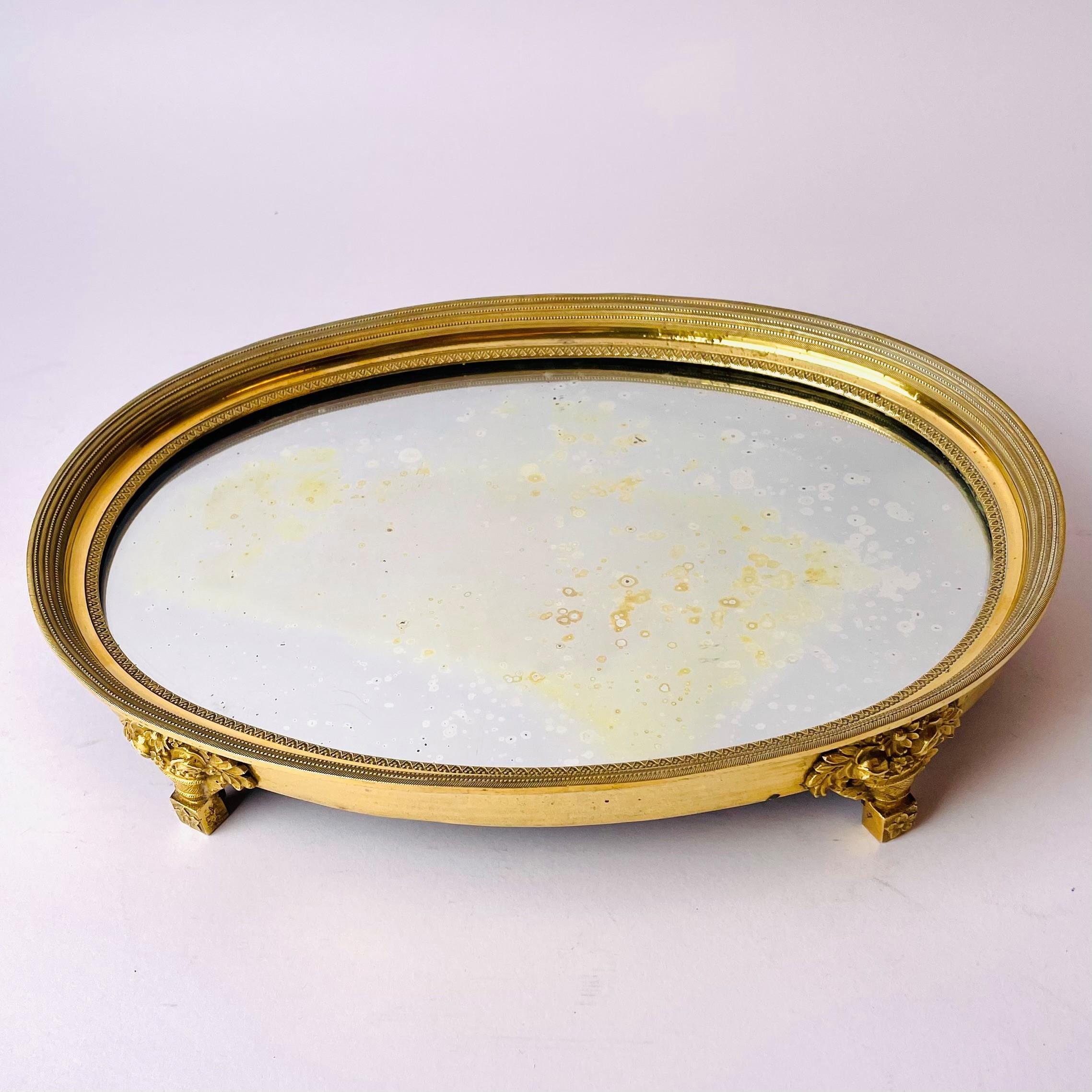 French Empire Table Plateau in Gilted Bronze