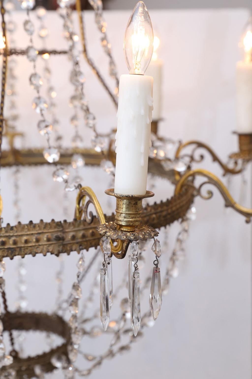 Empire Tole and Crystal Chandelier In Good Condition In Houston, TX