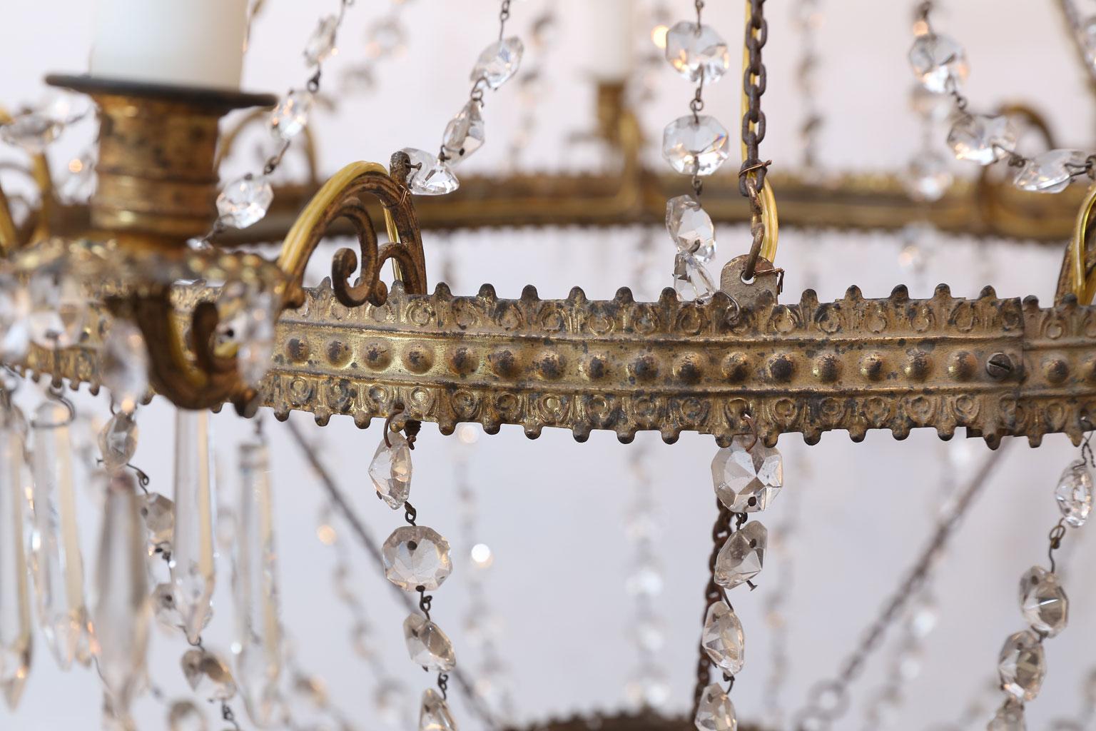 Empire Tole and Crystal Chandelier 1