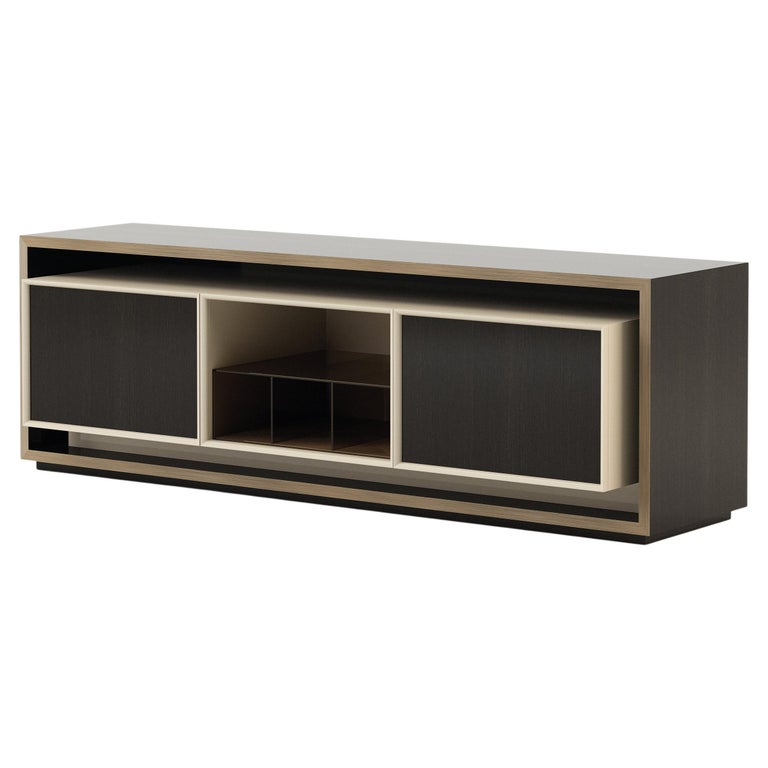 MidCentury modern Empire Tv made with walnut, brass and glass