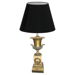 Empire Urn on Siena Marble Base Mounted as Lamp