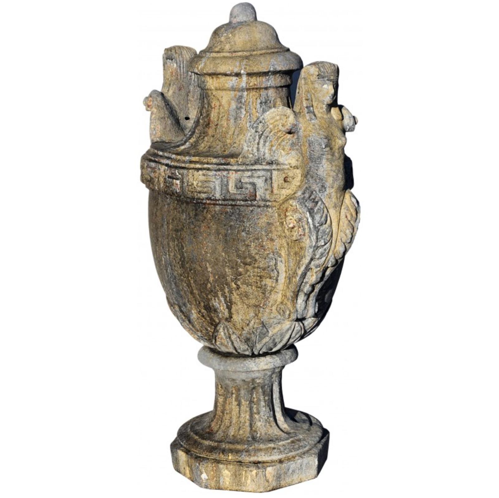 Italian Empire Vase, Pillar Goblet with Sphinxes End 19th Century For Sale
