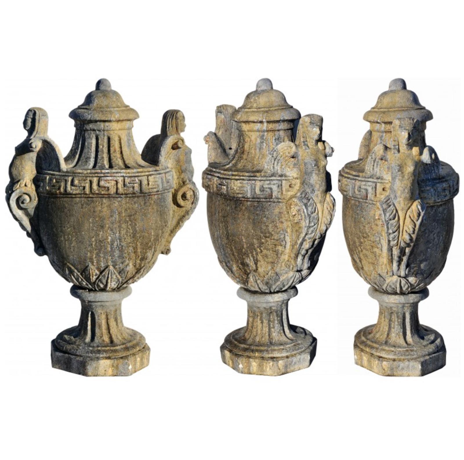 Hand-Crafted Empire Vase, Pillar Goblet with Sphinxes End 19th Century For Sale