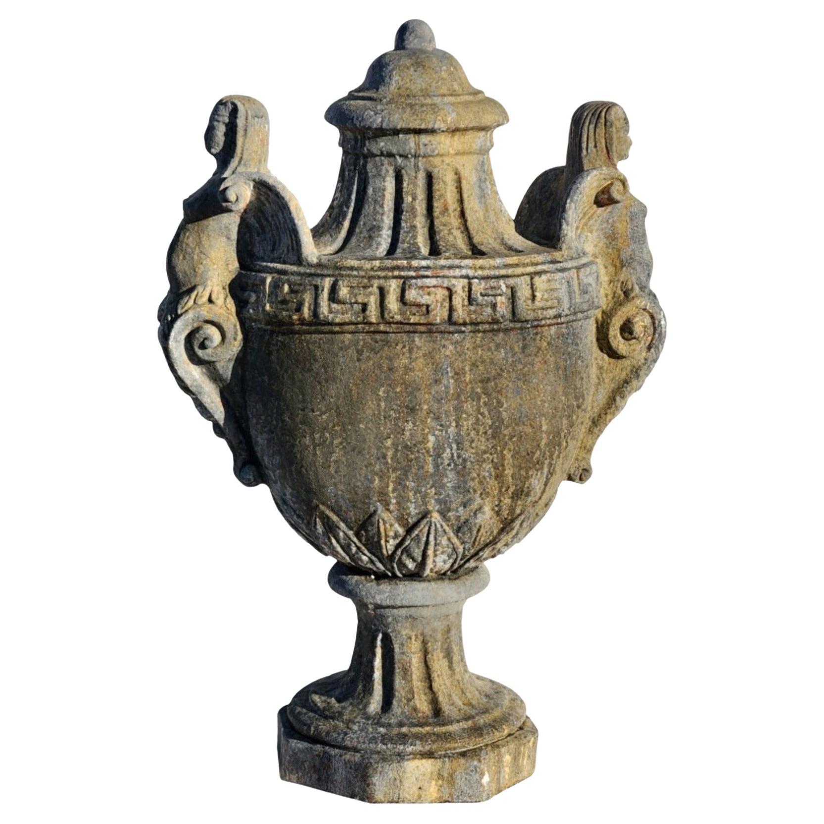 Empire Vase, Pillar Goblet with Sphinxes End 19th Century For Sale