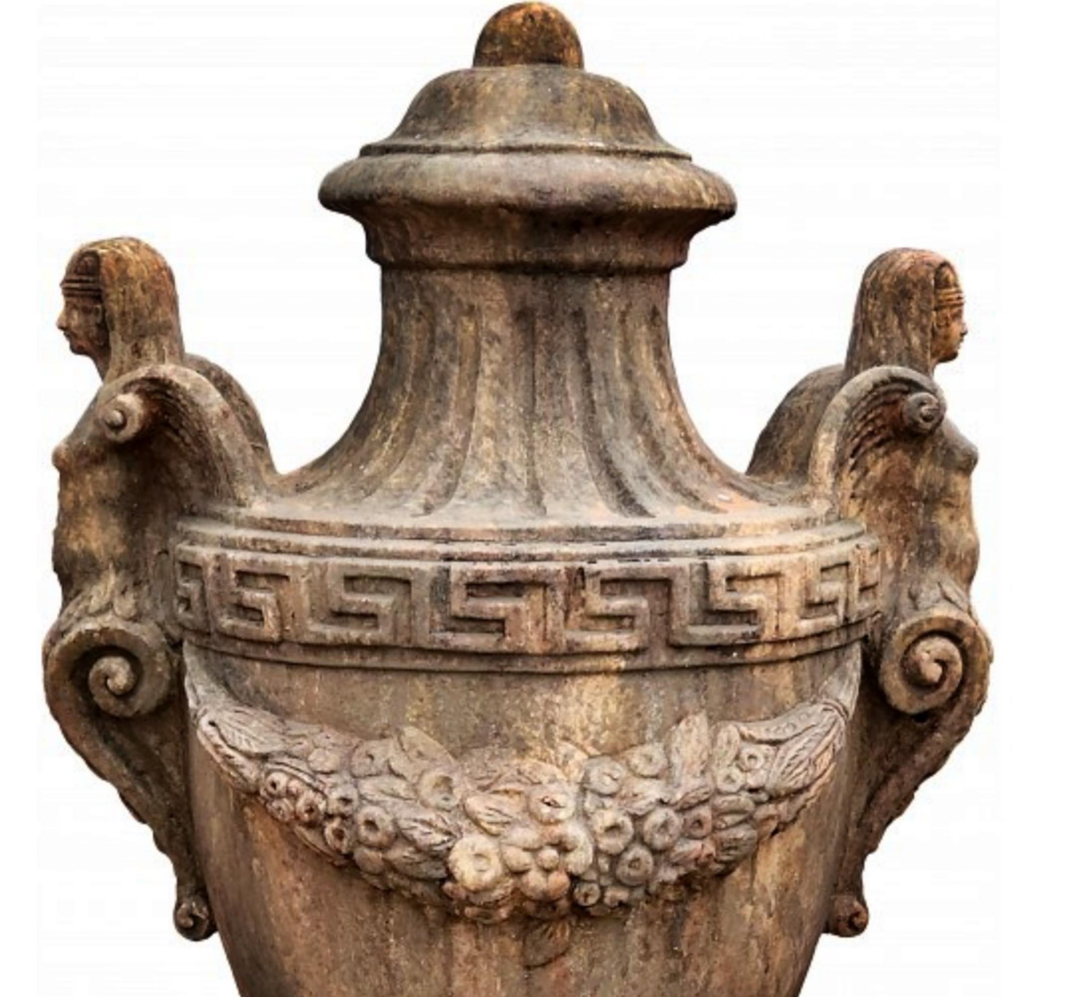 Italian EMPIRE VASE - PILLAR GOBLET WITH SPHINXES H 95 CM end 20th Century For Sale