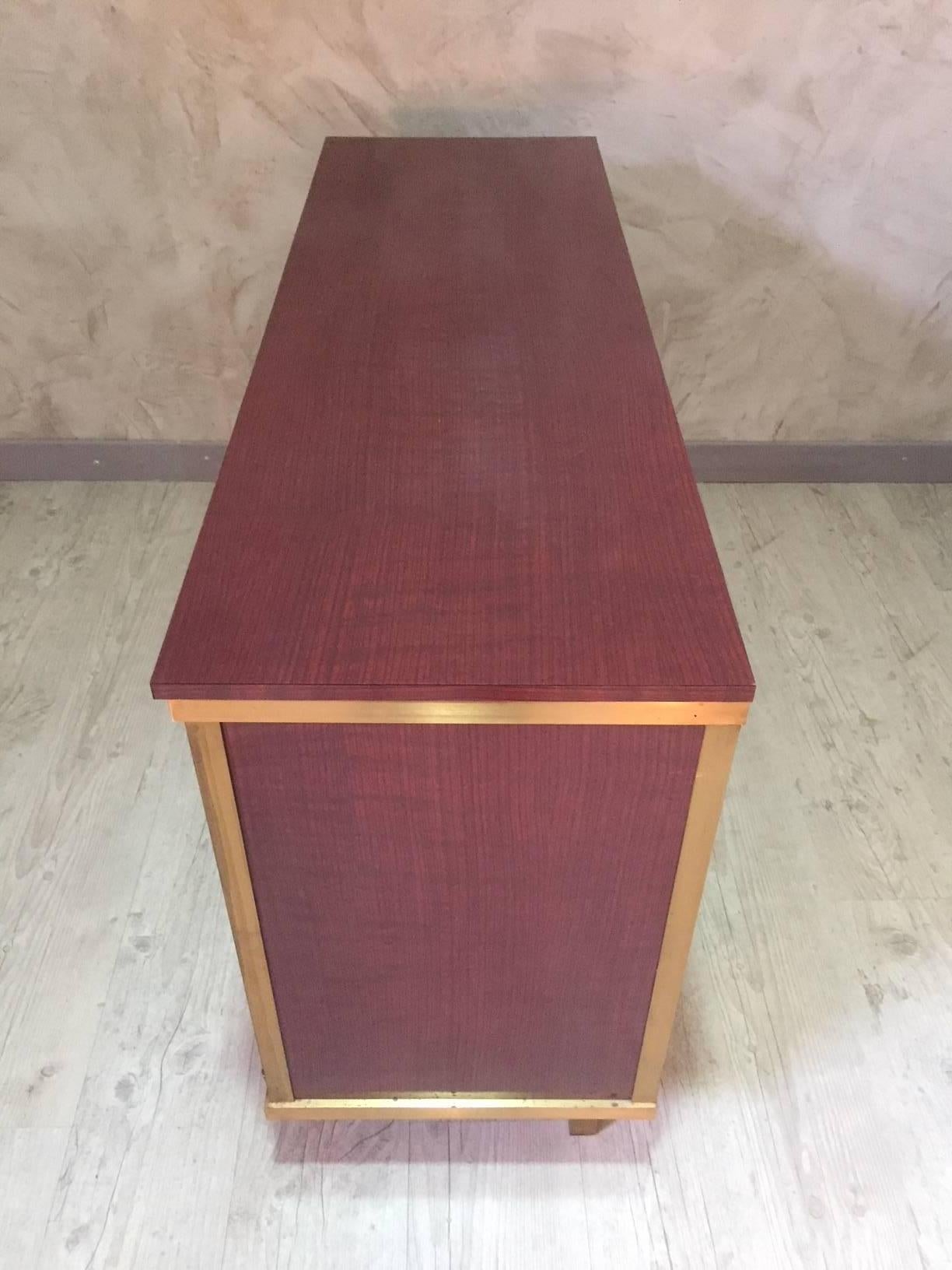 Empire Veneered Mahogany and Gilded Brass Enfilade, 1950s In Good Condition In LEGNY, FR