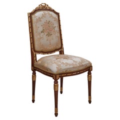 Empire Walnut and Gold Leaf Hand-Carved Sitting Chair by Modenese