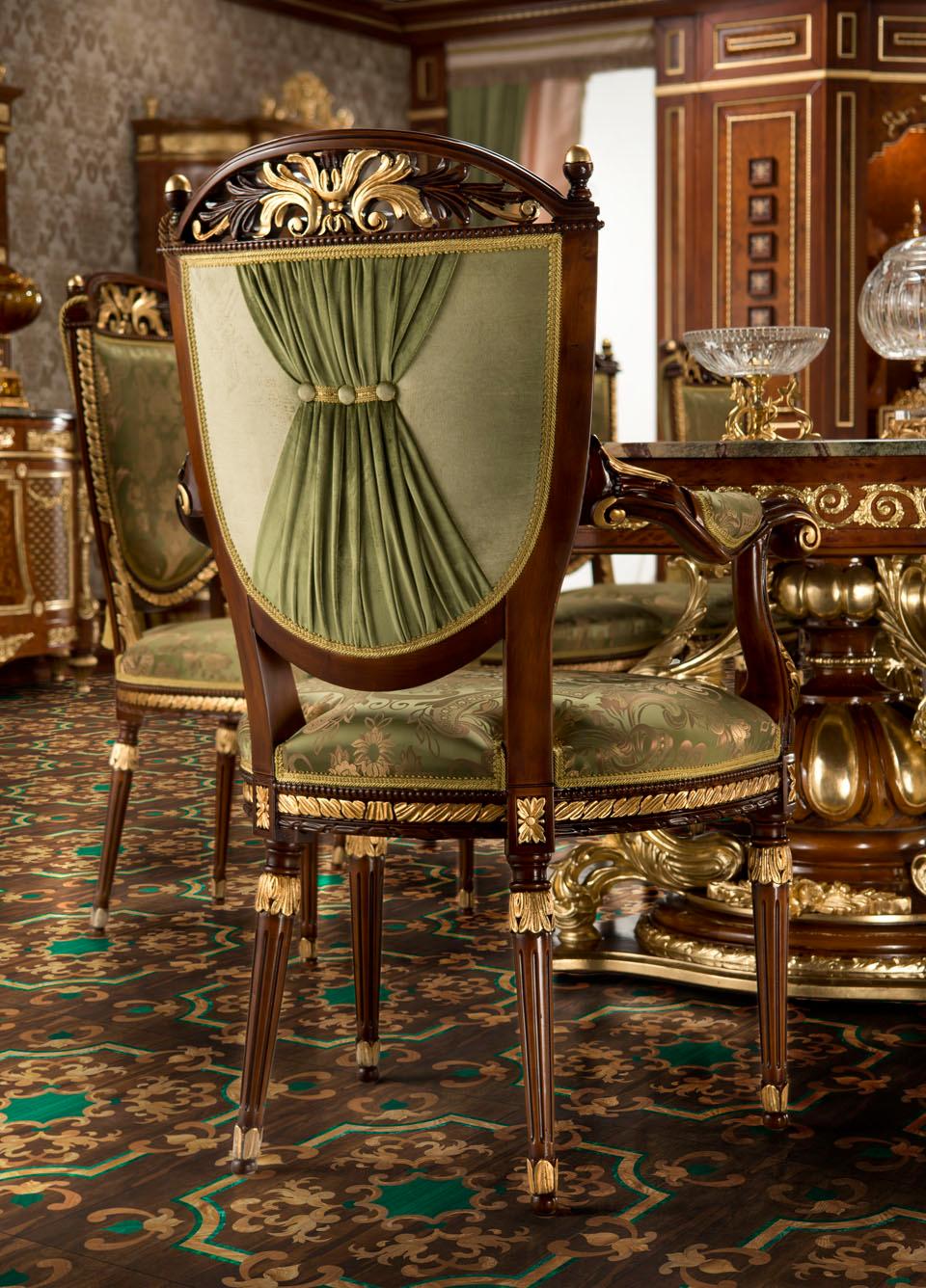 Empire Empire-Sessel aus Nussbaumholz und Blattgold, handgefertigt (21. Jahrhundert und zeitgenössisch) im Angebot