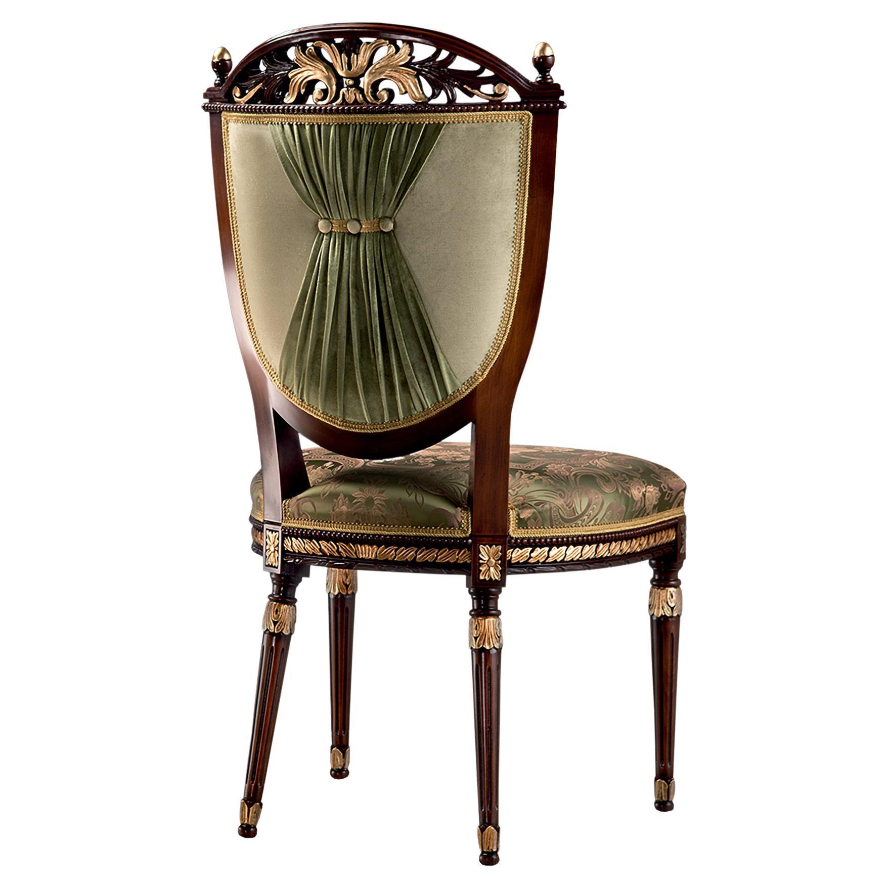 Empire Walnut and Gold Leaf Hand-Made Sitting Chair by Modenese Gastone Interior For Sale