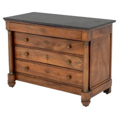 Empire Walnut & Black Marble Top Commode, circa 1815