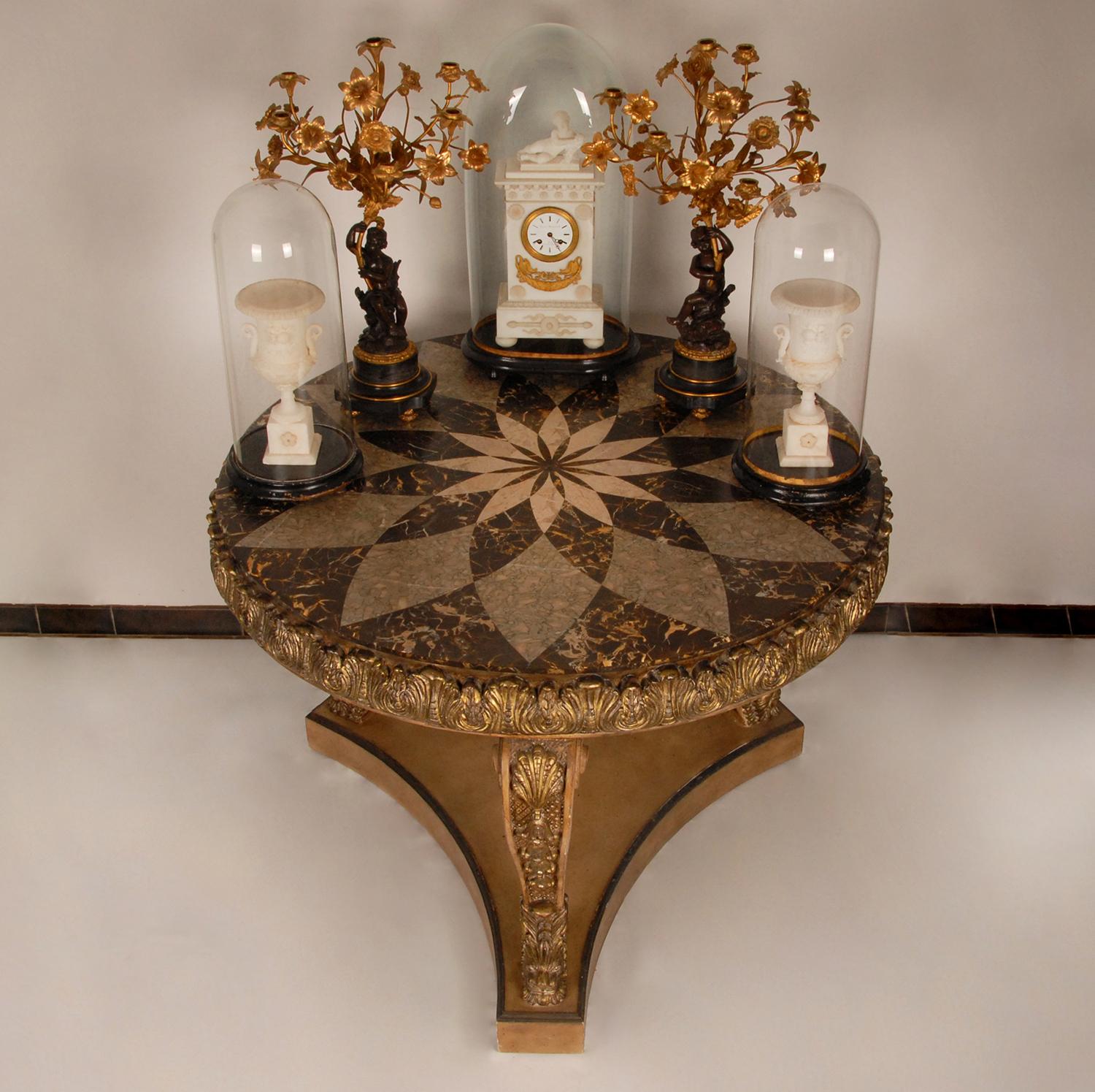 Empire White Gold Gilt Bronze and Alabaster Figural Mantel Clock Pendulum 5
